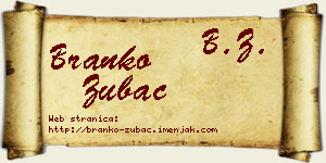 Branko Zubac vizit kartica
